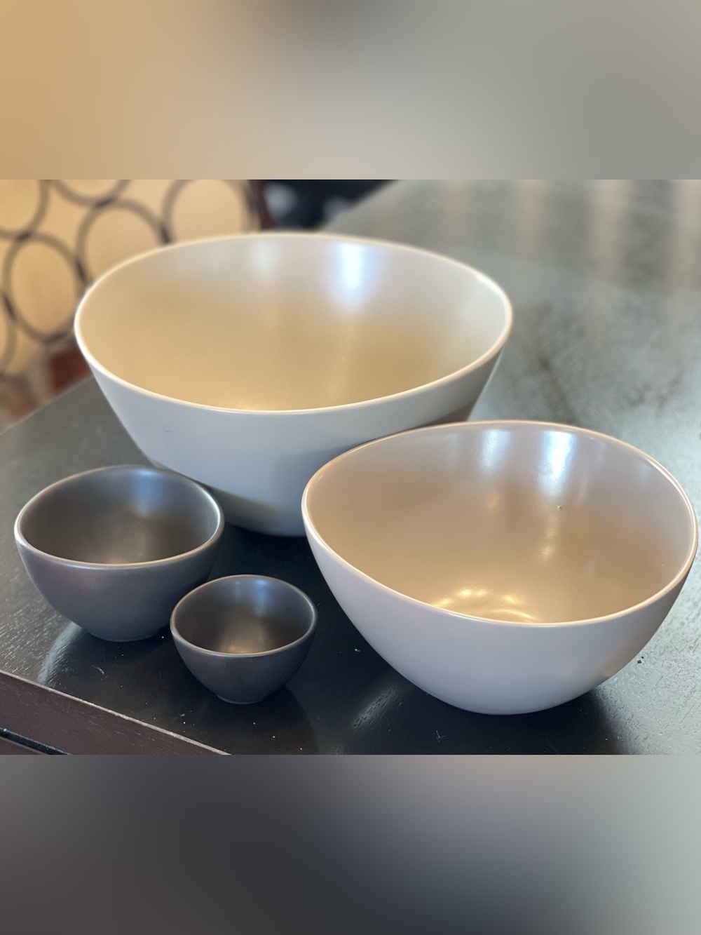 Retired Crate&Barrel Roscoe Two-Tone Nesting Mixing Bowl Set - Black & Charcoal